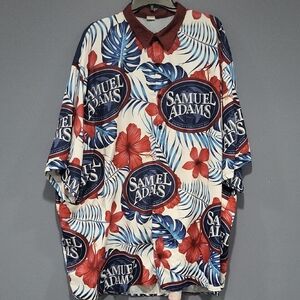 Men's Casual Button Down Shirt - Red and Blue Floral